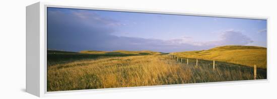 Fence in a Field, Standing Rock Indian Reservation, North Dakota, USA-null-Framed Premier Image Canvas