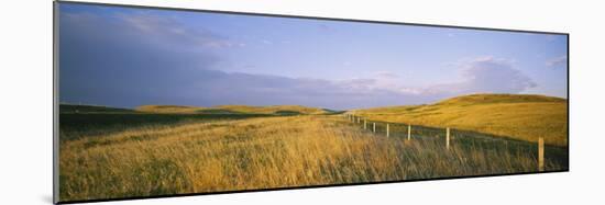 Fence in a Field, Standing Rock Indian Reservation, North Dakota, USA-null-Mounted Photographic Print