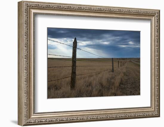 Fence in the Savanah Near the Minuteman Nuclear Missile Site, South Dakota, Usa-Michael Runkel-Framed Photographic Print