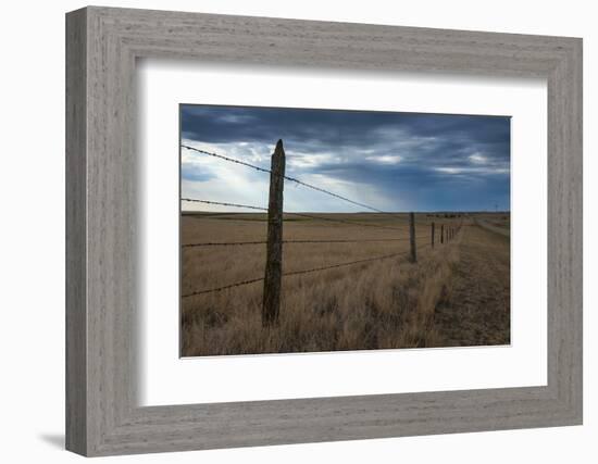 Fence in the Savanah Near the Minuteman Nuclear Missile Site, South Dakota, Usa-Michael Runkel-Framed Photographic Print