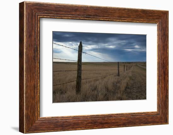 Fence in the Savanah Near the Minuteman Nuclear Missile Site, South Dakota, Usa-Michael Runkel-Framed Photographic Print