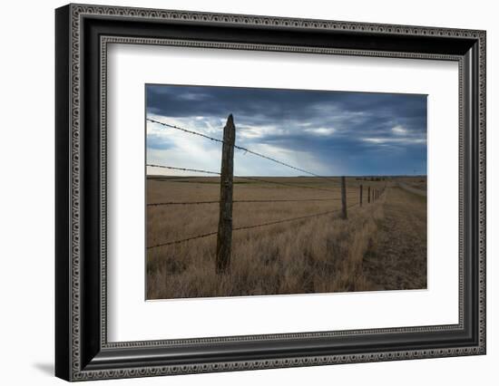 Fence in the Savanah Near the Minuteman Nuclear Missile Site, South Dakota, Usa-Michael Runkel-Framed Photographic Print