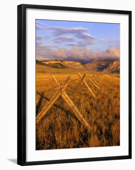 Fence Line Rocky Mountain Front near Choteau, Montana, USA-Chuck Haney-Framed Photographic Print