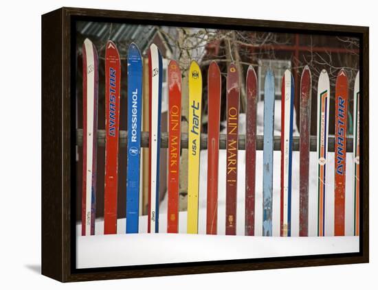 Fence Made from Skis, City of Leadville. Rocky Mountains, Colorado, USA-Richard Cummins-Framed Premier Image Canvas