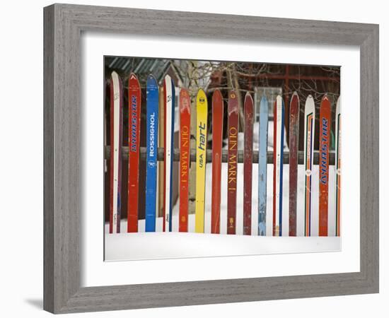Fence Made from Skis, City of Leadville. Rocky Mountains, Colorado, USA-Richard Cummins-Framed Photographic Print