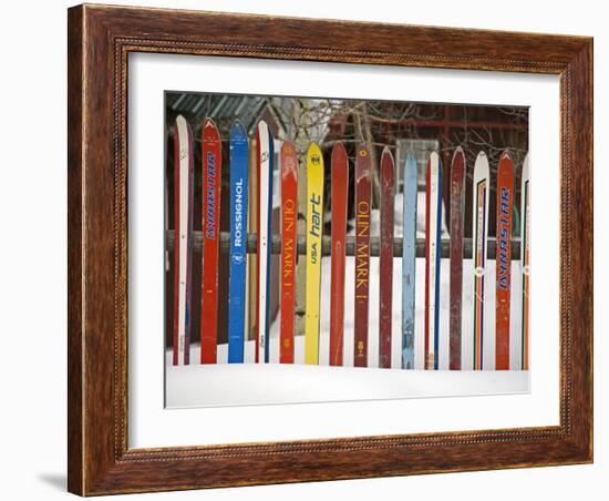 Fence Made from Skis, City of Leadville. Rocky Mountains, Colorado, USA-Richard Cummins-Framed Photographic Print