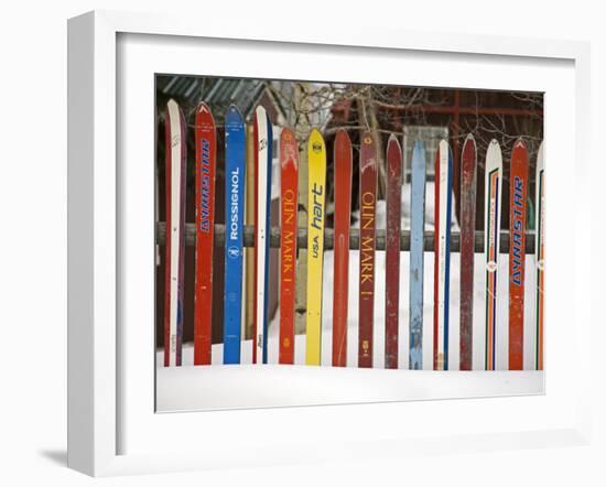 Fence Made from Skis, City of Leadville. Rocky Mountains, Colorado, USA-Richard Cummins-Framed Photographic Print