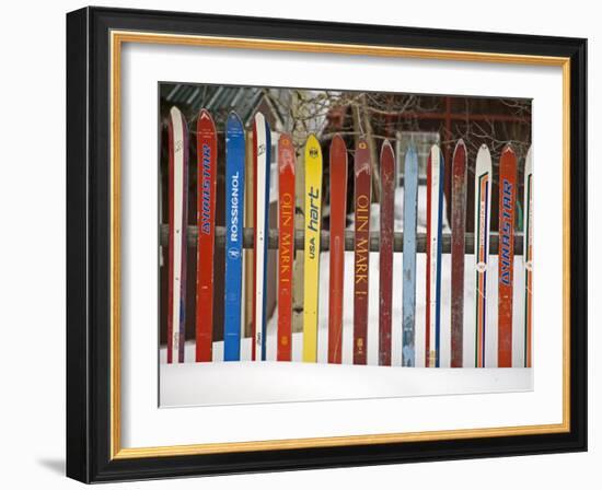 Fence Made from Skis, City of Leadville. Rocky Mountains, Colorado, USA-Richard Cummins-Framed Photographic Print