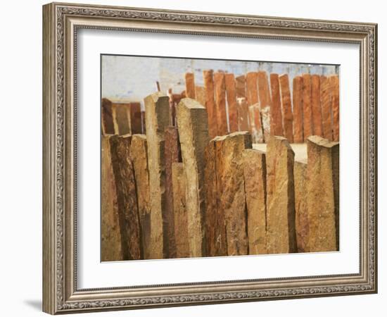 Fence Made of Rocks, Rohet, Rajasthan, India-Keren Su-Framed Photographic Print