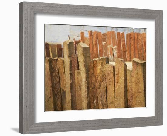 Fence Made of Rocks, Rohet, Rajasthan, India-Keren Su-Framed Photographic Print