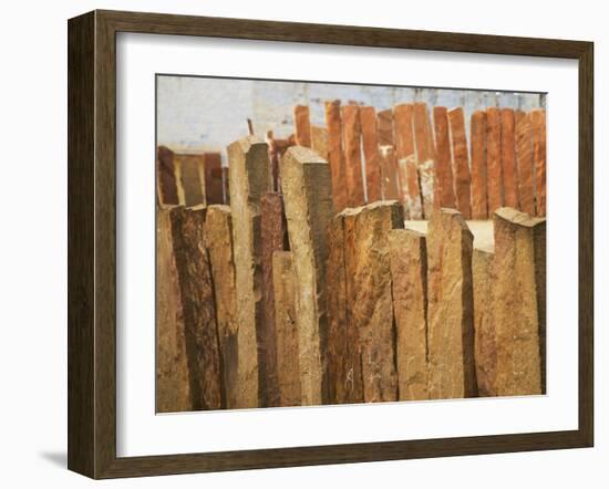 Fence Made of Rocks, Rohet, Rajasthan, India-Keren Su-Framed Photographic Print