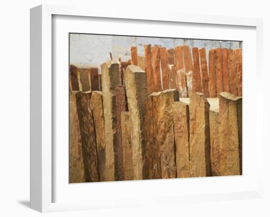 Fence Made of Rocks, Rohet, Rajasthan, India-Keren Su-Framed Photographic Print