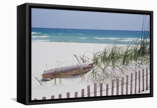 Fence on the beach, Alabama, Gulf of Mexico, USA-null-Framed Premier Image Canvas