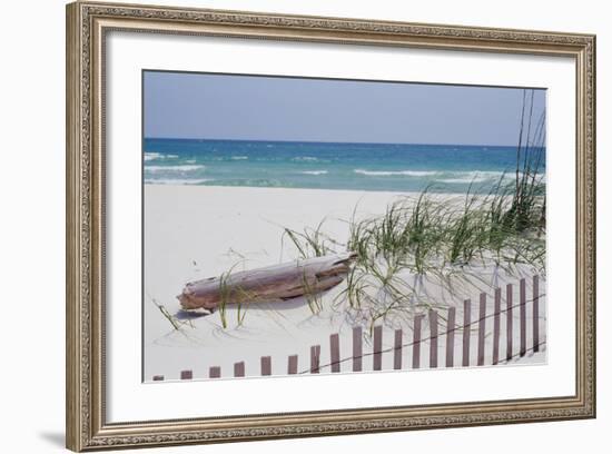 Fence on the beach, Alabama, Gulf of Mexico, USA-null-Framed Photographic Print