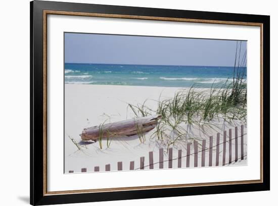 Fence on the beach, Alabama, Gulf of Mexico, USA-null-Framed Photographic Print