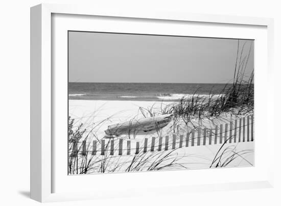 Fence on the beach, Bon Secour National Wildlife Refuge, Gulf of Mexico, Bon Secour, Baldwin Cou...-null-Framed Photographic Print