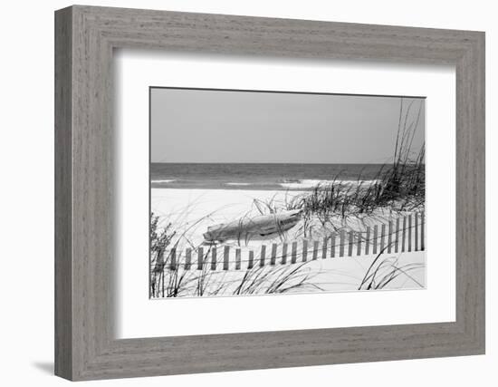 Fence on the beach, Bon Secour National Wildlife Refuge, Gulf of Mexico, Bon Secour, Baldwin Cou...-null-Framed Photographic Print