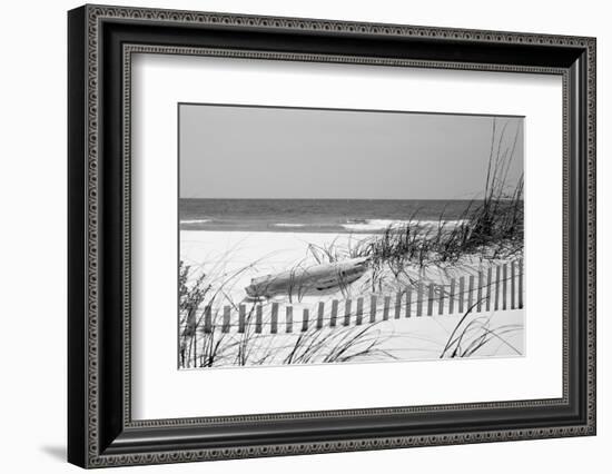 Fence on the beach, Bon Secour National Wildlife Refuge, Gulf of Mexico, Bon Secour, Baldwin Cou...-null-Framed Photographic Print