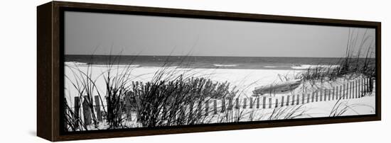 Fence on the Beach, Bon Secour National Wildlife Refuge, Gulf of Mexico, Bon Secour-null-Framed Premier Image Canvas