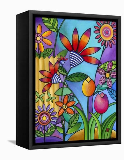 Fence with Flowers-Carla Bank-Framed Premier Image Canvas