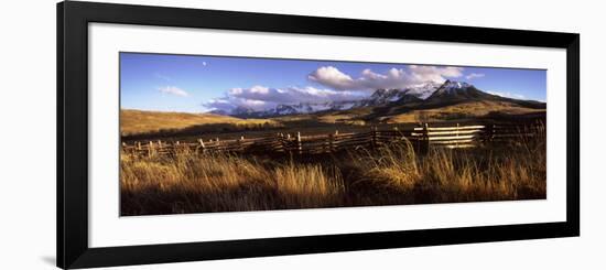 Fence with Mountains in the Background, Colorado, USA-null-Framed Photographic Print