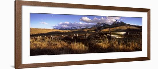 Fence with Mountains in the Background, Colorado, USA--Framed Photographic Print