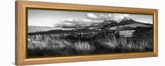 Fence with Mountains in the Background, Colorado, USA-null-Framed Stretched Canvas