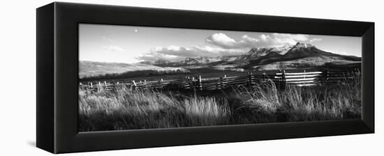 Fence with Mountains in the Background, Colorado, USA-null-Framed Stretched Canvas