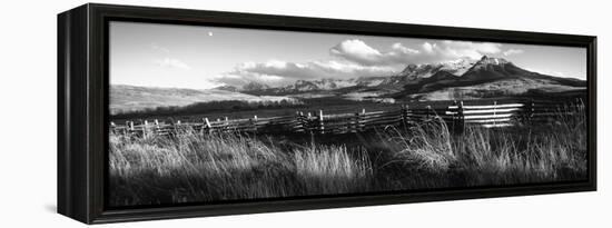 Fence with Mountains in the Background, Colorado, USA-null-Framed Stretched Canvas