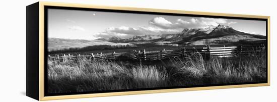 Fence with Mountains in the Background, Colorado, USA-null-Framed Stretched Canvas