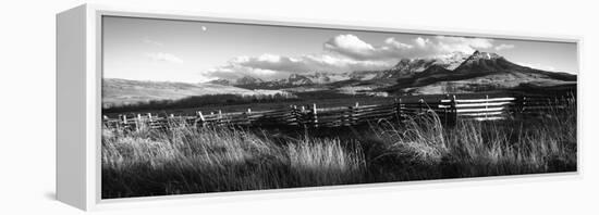 Fence with Mountains in the Background, Colorado, USA-null-Framed Stretched Canvas