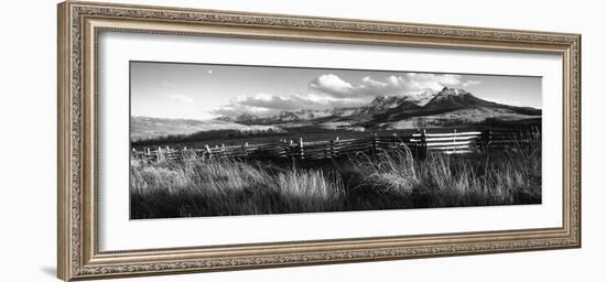 Fence with Mountains in the Background, Colorado, USA-null-Framed Photographic Print