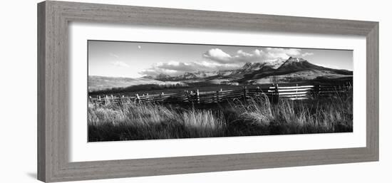 Fence with Mountains in the Background, Colorado, USA-null-Framed Photographic Print