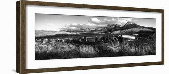 Fence with Mountains in the Background, Colorado, USA-null-Framed Photographic Print