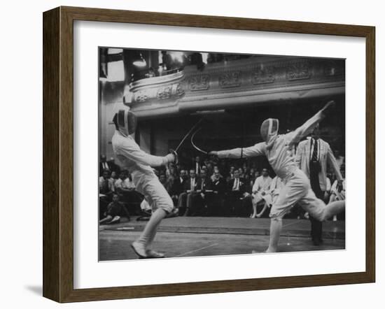 Fencers Competing in the Olympics-John Dominis-Framed Photographic Print