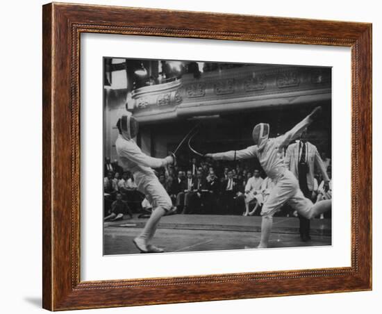 Fencers Competing in the Olympics-John Dominis-Framed Photographic Print