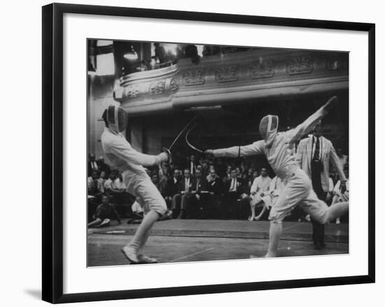 Fencers Competing in the Olympics-John Dominis-Framed Photographic Print