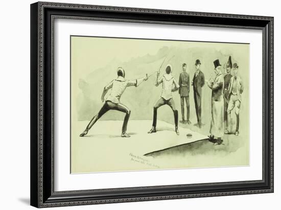 Fencing at Dickel's Academy-Frederic Sackrider Remington-Framed Giclee Print
