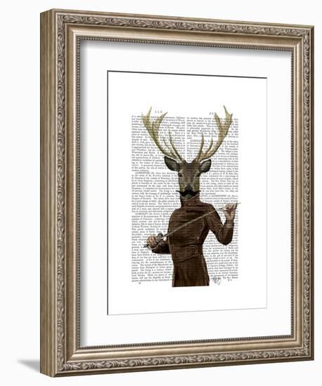 Fencing Deer Portrait-Fab Funky-Framed Art Print