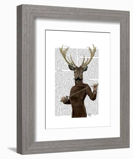 Fencing Deer Portrait-Fab Funky-Framed Art Print