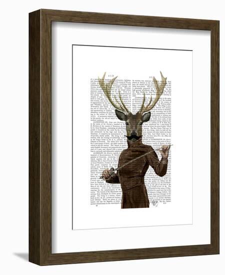 Fencing Deer Portrait-Fab Funky-Framed Art Print