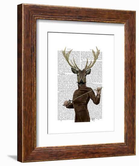 Fencing Deer Portrait-Fab Funky-Framed Art Print