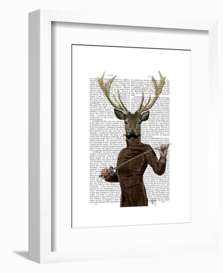 Fencing Deer Portrait-Fab Funky-Framed Art Print