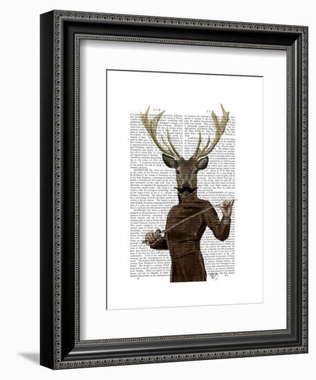 Fencing Deer Portrait-Fab Funky-Framed Art Print