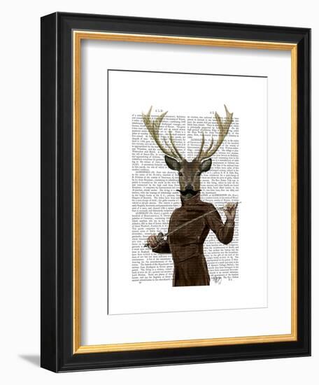 Fencing Deer Portrait-Fab Funky-Framed Art Print