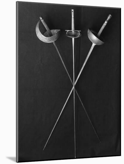 Fencing Weapons: Epee, Foil, Sabre-null-Mounted Photographic Print