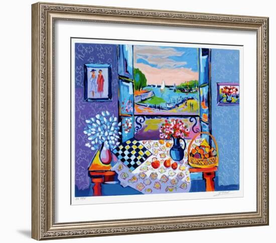 Fenêtre ouverte au damier-Jean-claude Picot-Framed Serigraph