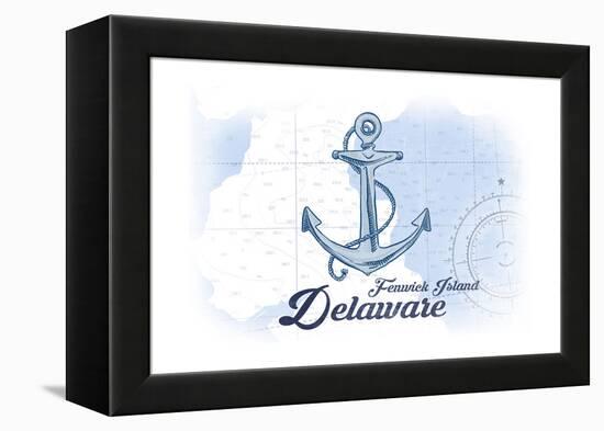 Fenwick Island, Delaware - Anchor - Blue - Coastal Icon-Lantern Press-Framed Stretched Canvas