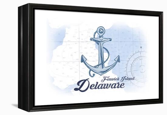 Fenwick Island, Delaware - Anchor - Blue - Coastal Icon-Lantern Press-Framed Stretched Canvas