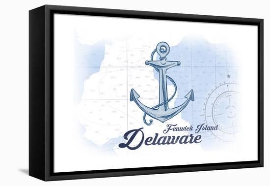 Fenwick Island, Delaware - Anchor - Blue - Coastal Icon-Lantern Press-Framed Stretched Canvas